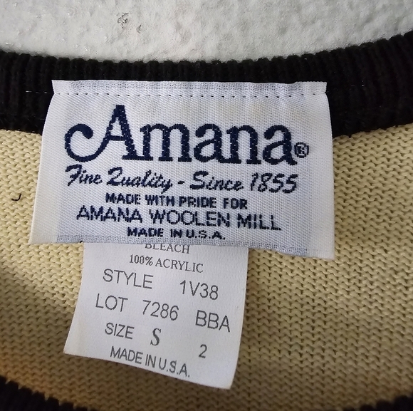 Amana Vintage Sweater Womens Top Small Beige Woolen Mill Embroidered Casual - Picture 4 of 6